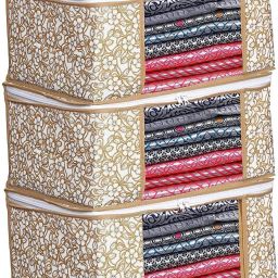 Champaran Industries Non Woven Saree Cover Storage Bags Organizers for Wardrobe set of 3 Cotton Laundry Bag-image-98