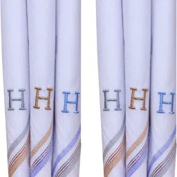 zilleria handkerchief for men and boys with monogram H - 06 ["White","Multicolor"] Handkerchief-image-10