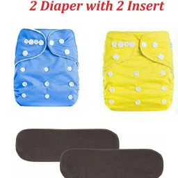 Adjustable Plain Reusable Pocket Style 2 Cloth Diaper With 2 Insert For Babies (3-36 Months)-34