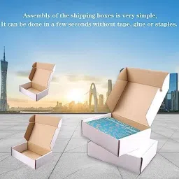 Self-Locking Box Cardboard 3ply corrugated self lock white box 7*5*2.75 inch(pack of 100) Packaging Box-image-10