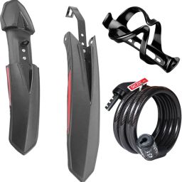 Bicycle Fender Front & Rear Mudguard With Cycle Chain Lock & Cycle Bottle Holder Full Length Front & Rear Fender-74