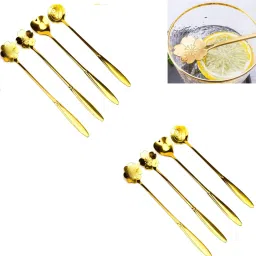 8pcs Golden Spoon Set/Coffee Spoon/Dessert Spoon/Cutlery Kitchen Tableware Disposable Stainless Steel Cutlery Set-14