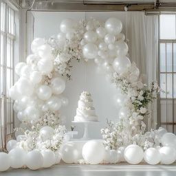 Solid White Balloon Birthday Decoration Kit. Balloon-11