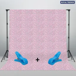 royal trendz 5X8 ft Pink Screen Flowered Printed Background Backdrop Photos Videos+2 Clamps Reflector-picture-10