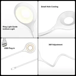 GLOWISH PORTABLE DESK LAMP FOR BOOK READING DARK ROOM TYPING USB MULTI-USE RING LIGHT PORTABLE 360 ROTATION BRIGHT LED RING LIGHT Led Light image 3