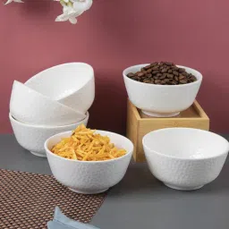 Melamine White Hammered Glossy Finish 300 Ml Soup Bowls Set Of 6 By Market 99-picture-25