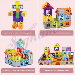 popplop Happy House Building Blocks with Attractive Windows and Smooth Rounded Edges Toy image 3
