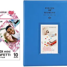 FUJIFILM Mini 10X1 confetti Instant Film With 128-sheet Cobalt Blue Album for mini Film Roll-98