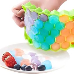 RV Store Honey Comb Ice Tray Green Silicone, Plastic Ice Cube Tray-image-0