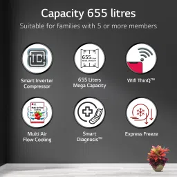 lg 655 L Frost Free Side by Side Refrigeratorwith Smart Inverter Compressor, AI ThinQ (Wi-Fi), Door Cooling+ & Hygiene Fresh+ image 2