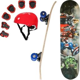 McQueen Car Printed Skateboard Combo with Helmet & Safety Kit for Kids Skating Kit-image-25