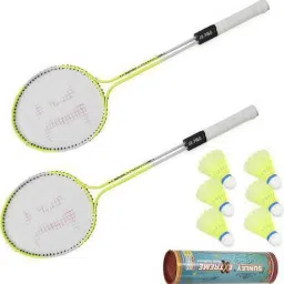 sp Racquet Set Of 2 Piece With 6 Piece With Nylon Shuttle Cock Badminton Kit-image-71