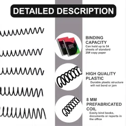DUPLEX TONER CARTRIDGE Spiral Binding (42MM) Black Heavy Quality Plastic Spiral Ring/Coil/Loop Manual Ring Binder image 3