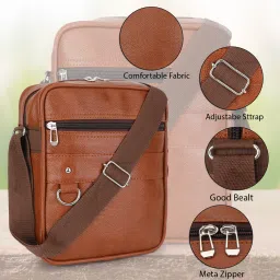 Tan Men Sling Bag Stylish Sling Bag For Men/Side Bag/Cross body bag For Office Business Travel-image-94