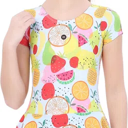 lactra U-Back Printed Swimdress with Boyleg & Front Zip, Comfortable Graphic Print Women Swim-dress Multicolor Swimsuit-picture-38