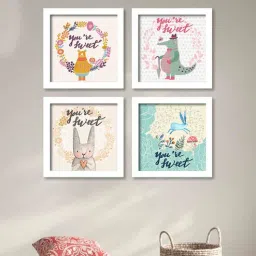 art street Red Engineered Wood Framed Art Print Set of 4-picture-21
