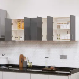 specialitypanels 6 Doors Modular Wall Mounted Kitchen Cabinet with Adjustable Shelf in Slate Grey & Highland Pine Finish-picture-22