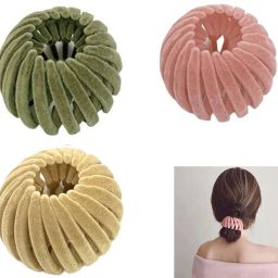 3 Pcs Magic Bird Nest Hair Clip/ Expandable Hair Bun Maker/ Bun Clip Valvet Bun Clip-image-96