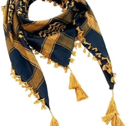 Embroidered Cotton Viscose Blend Men Yellow, Black Fancy Scarf, Scarf, Stole-image-41