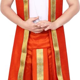 PRIYAKANT SAFAWALA ORANGE PESHWAI DHOTI SET Solid Men Dhoti-image-51