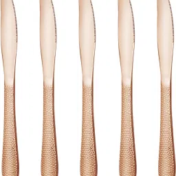 Silverware Steak Knives Set | 5-Pcs Flatware for Dinner, Party | Rosegold Stainless Steel Cutlery Set-image-78