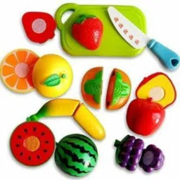 Cutting Play Kitchen Toy with Fruits, Vegetables, Knife, Plate and Cutting-Board for Kids (Multicolour) - Set of 8pcs-13