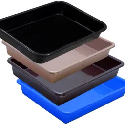 Plastic Prime Exel Small Tray, Set Of 4 pc, 2 Ltr, Blue Brown Choco Black Tray-image-19