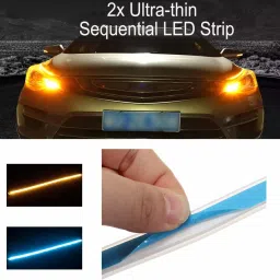 autobizarre White Flow LED Sequential Audi Style Daytime Running Lights Stick-on Above Headlamp Car Fancy Lights image 4
