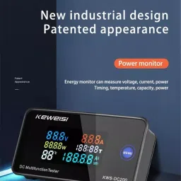 electrolight 0V-200V, 50AMP DC Volt amp, Watt Power Energy Meter with Reset Function. Voltmeter image 2