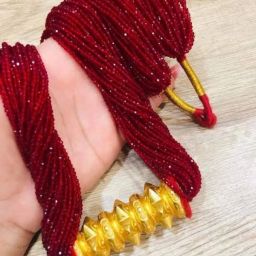 not hydro tilhari Red pothey mala women first choice tilhari necklace Gold-plated Plated Crystal Chain-image-28
