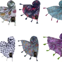 Printed Chiffon Women Multicolor Fancy Scarf, Scarf, Stole-image-62