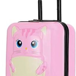 Small Cabin Suitcase (17 inch) 4 Wheels - Cartoon Print kids travel trolley bag Lightweight Luggage 4 wheels suitcase - Pink-image-69