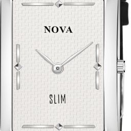 Analog Watch - For Men White Slim Rectangular Dial Analog Watch with Black Strap for Men-image-3