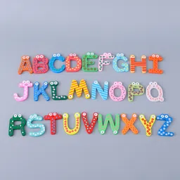kuber industries Wooden Magnet A-Z Alphabet Letter Stickers|TZXY159|Set of 26|Multicolor Fridge Magnet Pack of 26-picture-30