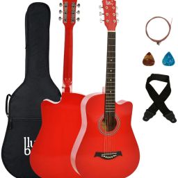 B-38C Raspberry, 38 Inch Acoustic Guitar Linden Wood, Basswood Tech Wood Right Hand Orientation-21