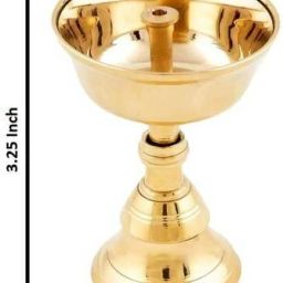 Pure Brass Akhand Pyali Diya with Stand for Home Office Temple Decor & Gifting Brass Table Diya Set-image-43