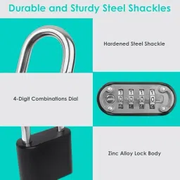 serplex 4 Digit Combination Padlock Locker Lock Rugged Steel Shackle for Door Shed Fence Combination Lock image 4