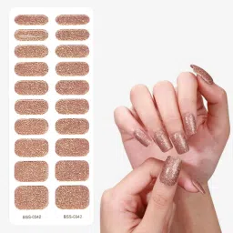 20 Tips Self Adhesive Shiny Glitter Design Semi-Cured Press-On Gel Nail Stickers-image-52
