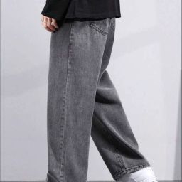 Men Straight Fit Mid Rise Grey Jeans-image-4