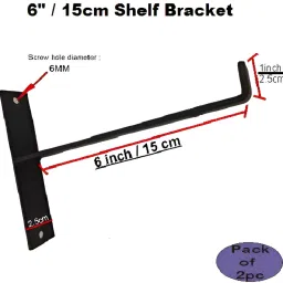 nexgrills 068 Wall Mounting T-Shape Shelf Bracket, 6" x 4" / 10cm x 15cm, Pack of 2pc Shelf Bracket image 2