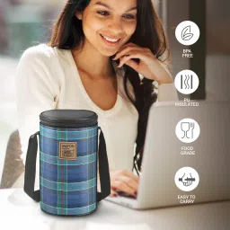 milton Lofty Tiffin (3 Containers,1 X 320 ml, 2 X 450 ml each) With Jacket, Navy Blue 3 Containers Lunch Box image 2
