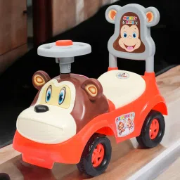 MONKEY FACE, KIDS CAR FOR 1 TO 2 YEAR KIDS ONLY, LIGHT & MUSIC WITH BACK REST Car Non Battery Operated Ride On-18
