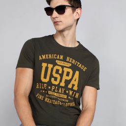 Men Typography Round Neck Pure Cotton Green T-Shirt-image-75