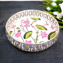 Round Serving Tray | Tray for Kitchen & Home Decor | Handcrafted Decorative Tray Tray Serving Set-image-12