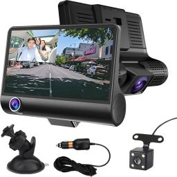 4 Inch IPS Screen 3 Camera, Car DVR HD 1080P Loop Recording Car Dashcam 32GB Dashboard Camera System-image-22