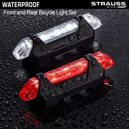 strauss Usb Rechargeable 5 Led Cycle Light Set | Bicycle Headlight | Cycle Back Light LED Front Rear Light Combo image 4