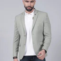 Men Self Design Single Breasted Casual Blazer-image-71