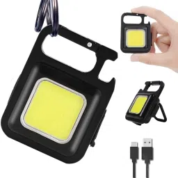 USB Rechargeable LED COB Mini Flashlights Bright light with keychain Torch LED Front Rear Light Combo-image-49