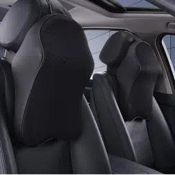 Black Cotton, Leather Car Pillow Cushion for Universal For Car-28