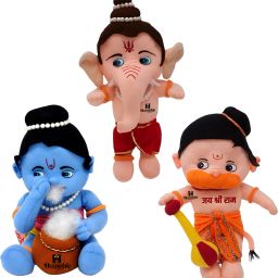 Bal Hanuman Krishna Ganesh Combo Stuffed Toy Gift for Girls & Boys - 25 cm-image-31
